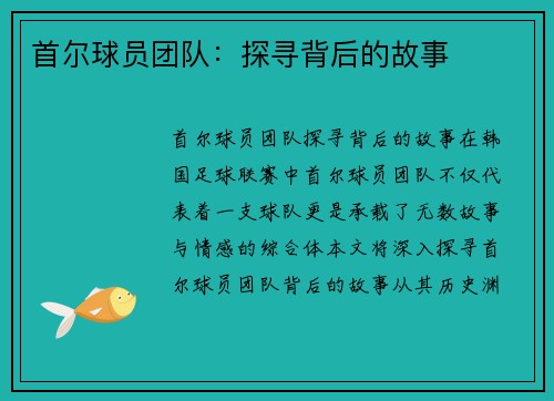 首尔球员团队：探寻背后的故事